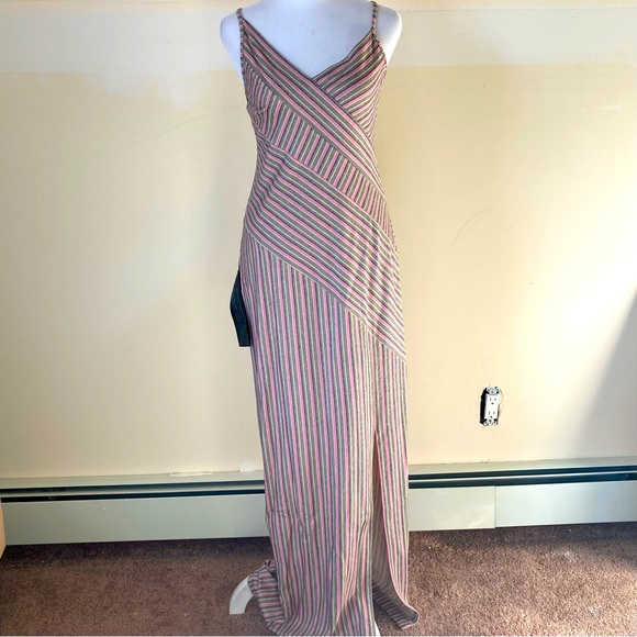 BCBGMaxAzria Dresses & Skirts - BCBGMaxAzria Spaghetti Strap CrisCross Striped Maxi Dress size XS